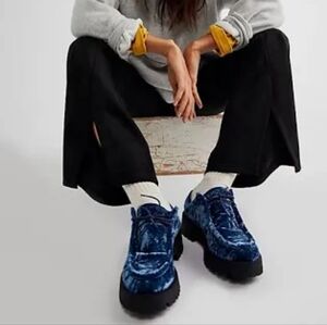 New W Box Free People Convertible Oxfords Velvet Blue